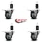 Service Caster 3'' Thermoplastic Rubber Swivel 1-5/8'' Expanding Stem Caster Set Total Lock Brake, 4PK SCC-EXTTL20S314-TPRB-158-4 - alternate 3